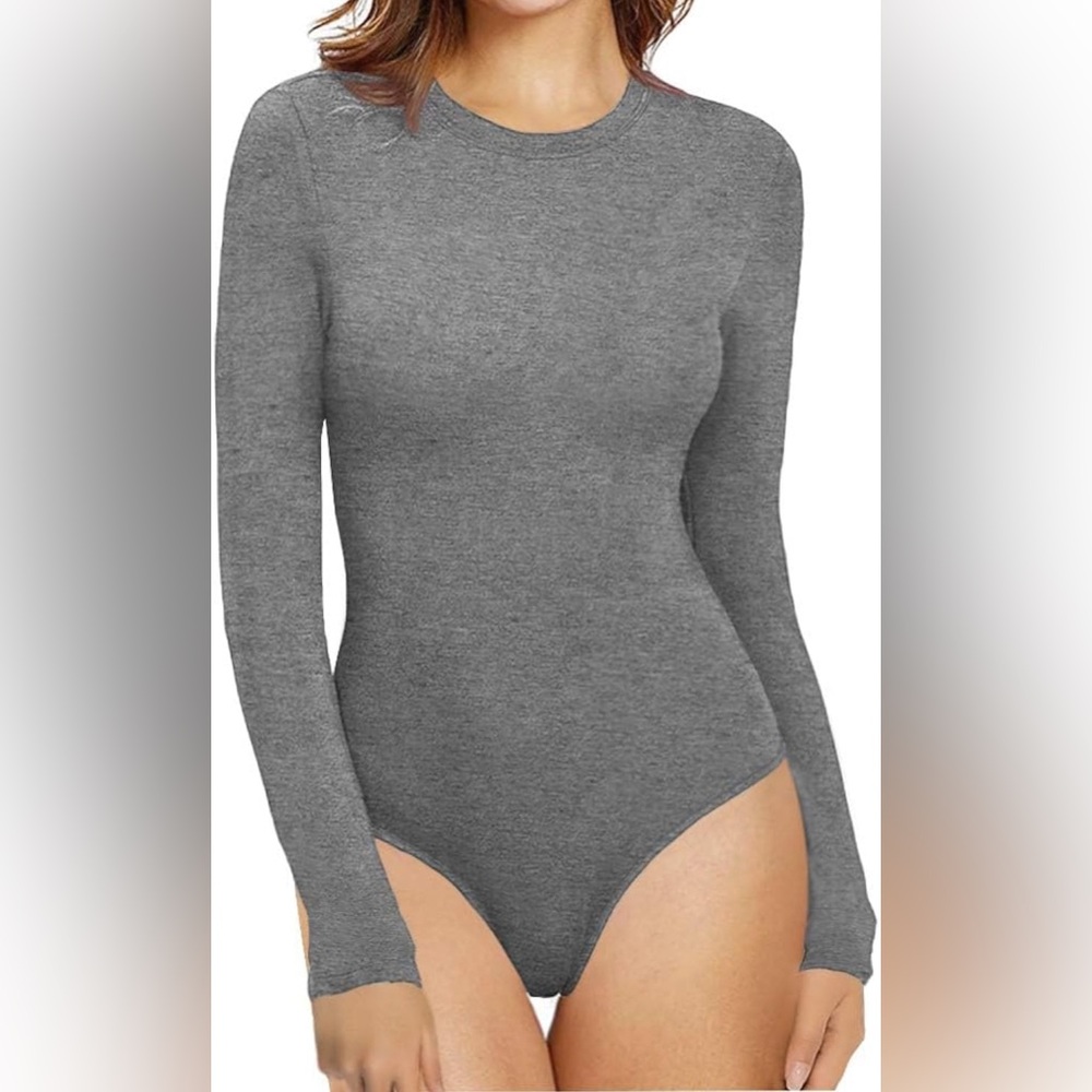MANGOPOP Women's Crew Neck Long Sleeve Bodysuit